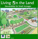 Living on the Land Cover with cartoon drawings of a farm