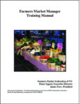 Farmers Market Manager Training Manual Cover featuring baskets of assorted vegetables